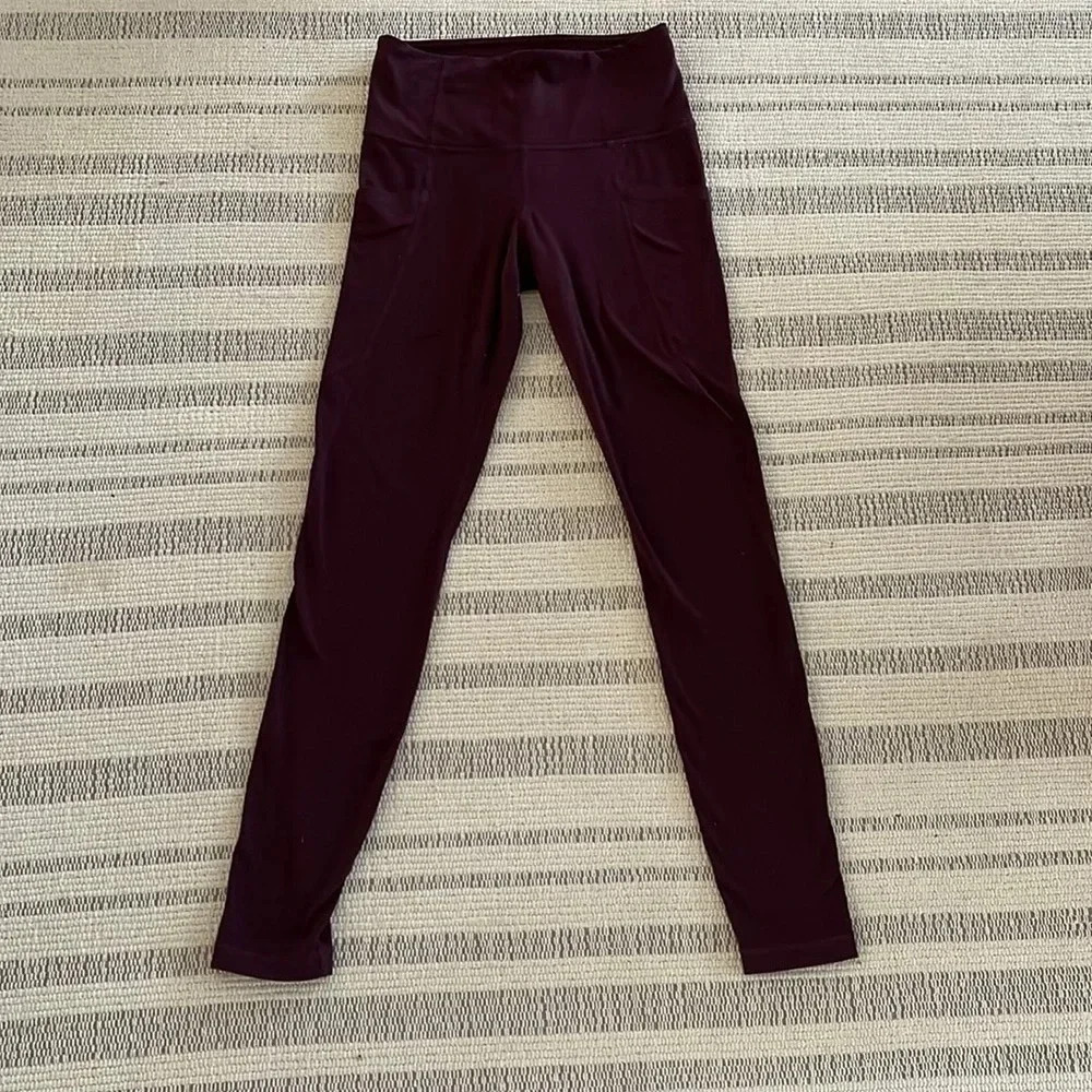 ATHLETA Maroon Burgundy Leggings with Pockets